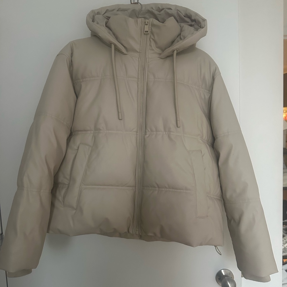 Zara faux leather puffer jacket